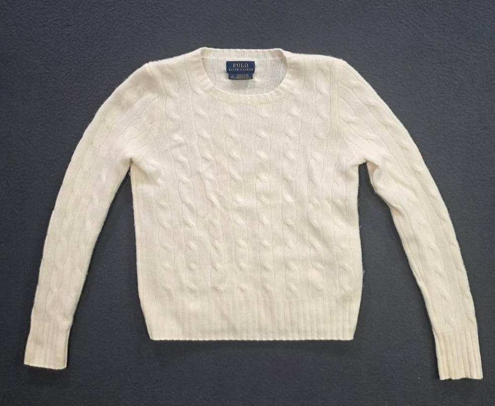 Polo Ralph Lauren Sweater kid Cable-Knit 100% Cashmere Jumper White 8 yr A010893